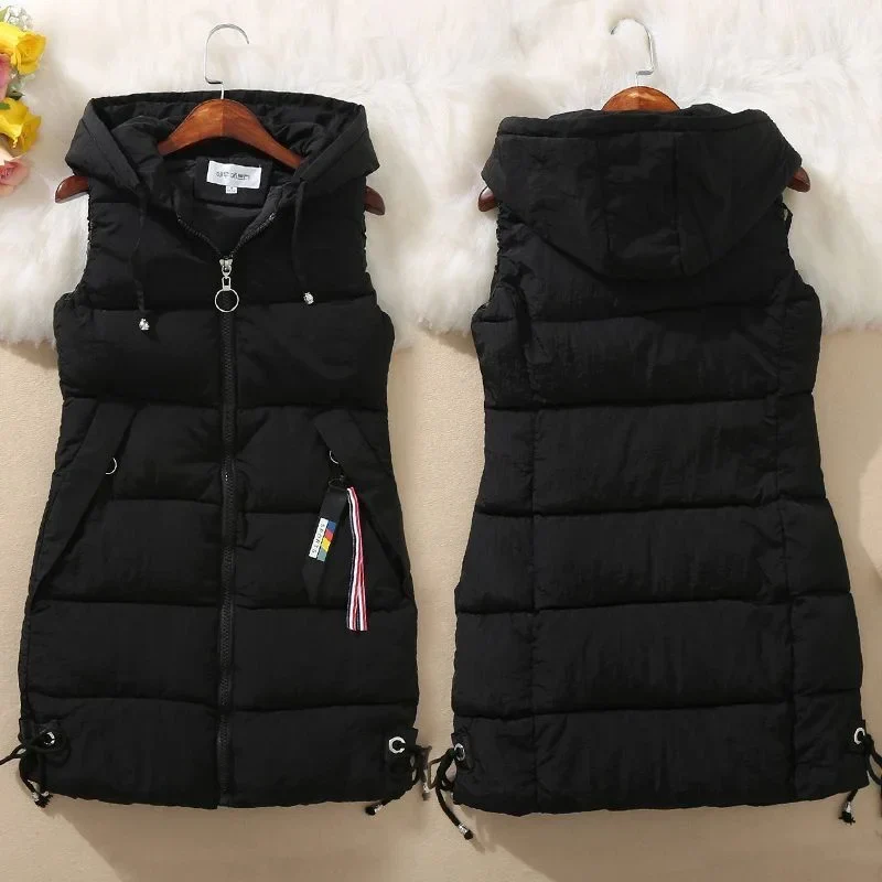 Warm Cozy Women’s Puffer Vest – Long Quilted, Cotton Shell - Image 3