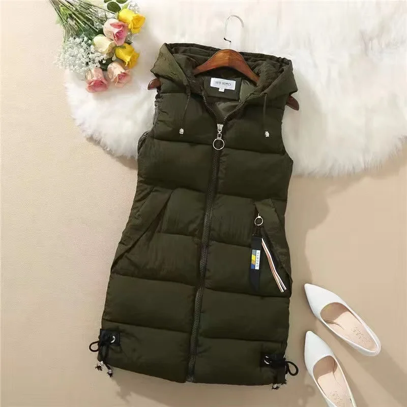 Warm Cozy Women’s Puffer Vest – Long Quilted, Cotton Shell - Image 9