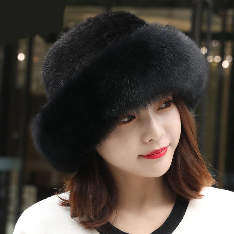 Warm Cozy Women’s Winter Hat - Rounded Crown, Faux Fur - Image 3