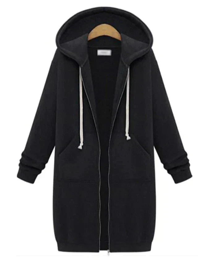 Warm Cozy Women’s Zip-Up Hoodie - Longline, For Cold Days - Image 2