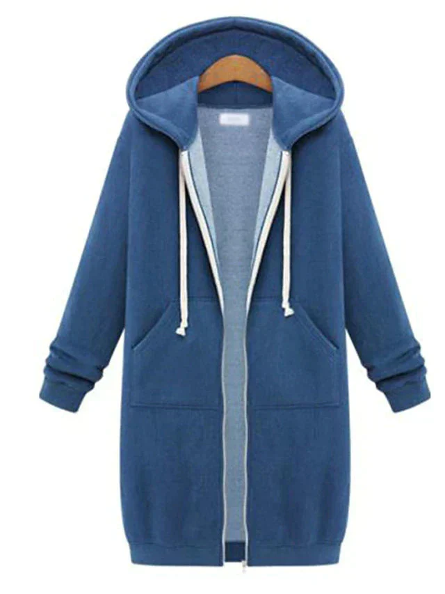 Warm Cozy Women’s Zip-Up Hoodie - Longline, For Cold Days - Image 3