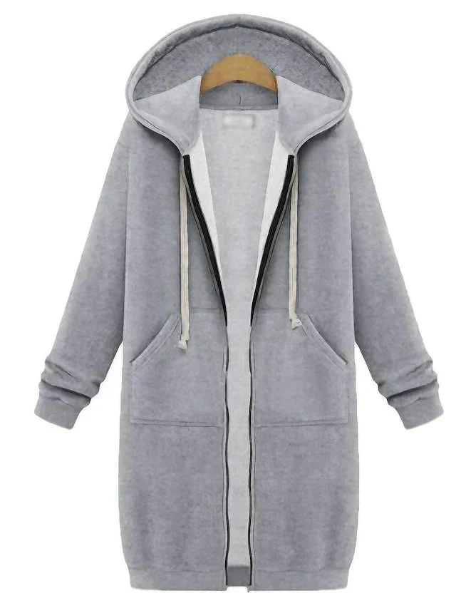 Warm Cozy Women’s Zip-Up Hoodie - Longline, For Cold Days - Image 4