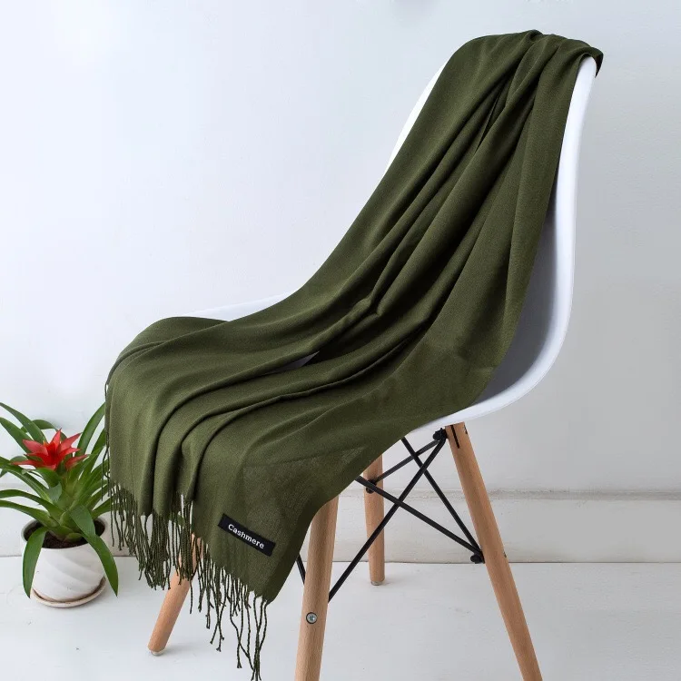 Warm Cozy Women Scarf - Long Fringe, Cashmere, Winter - Image 2