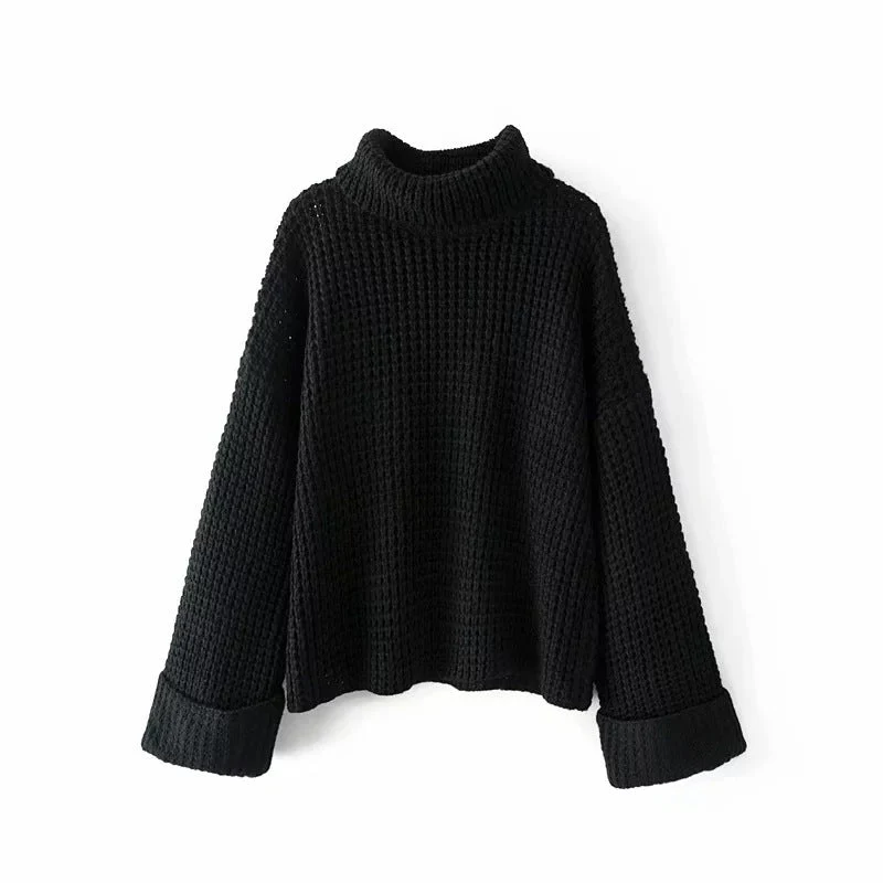 Warm Cozy Women Sweater - Boxy Waffle Knit, Cotton, Fall - Image 11