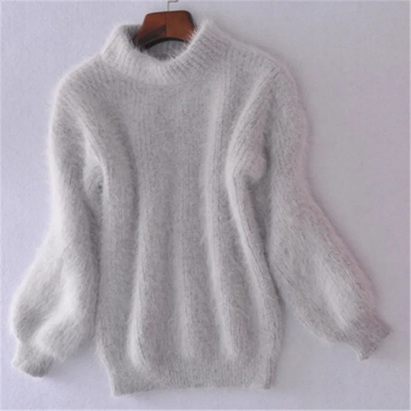 Warm Cozy Women Turtleneck Sweater - Oversized Fuzzy Knit - Image 6