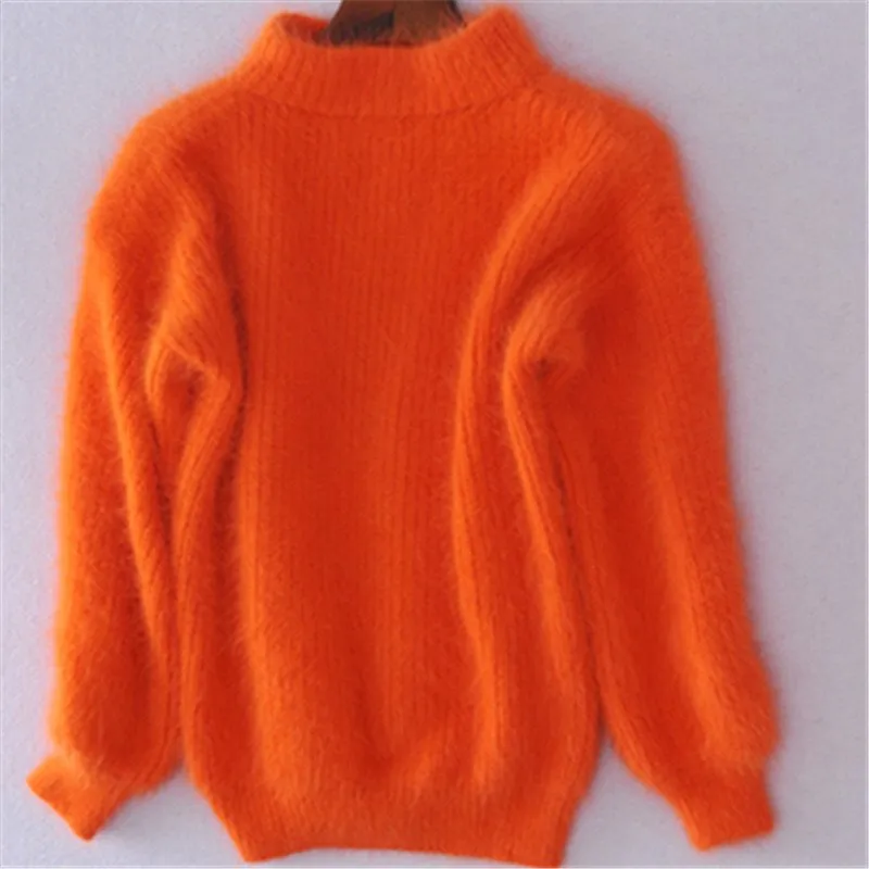 Warm Cozy Women Turtleneck Sweater - Oversized Fuzzy Knit - Image 8