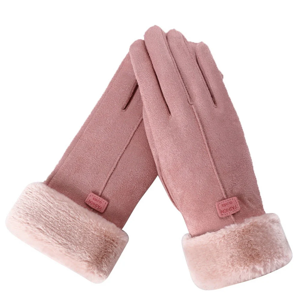 Warm Cozy Womens Gloves - Five-Finger Suede Fleece Winter - Image 7