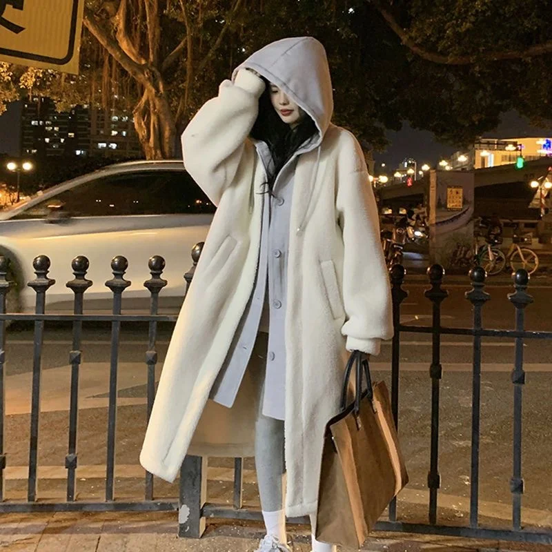 Warm Cozy Womens Hooded Coat - Oversized Sherpa, Winter - Image 4