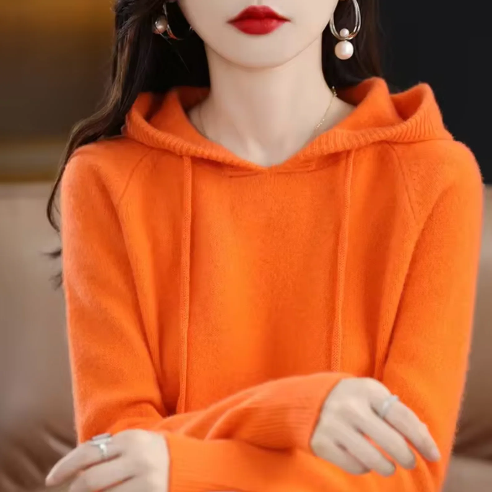 Warm Cozy Womens Knit Hoodie - Relaxed Fit, Soft Knit - Image 2