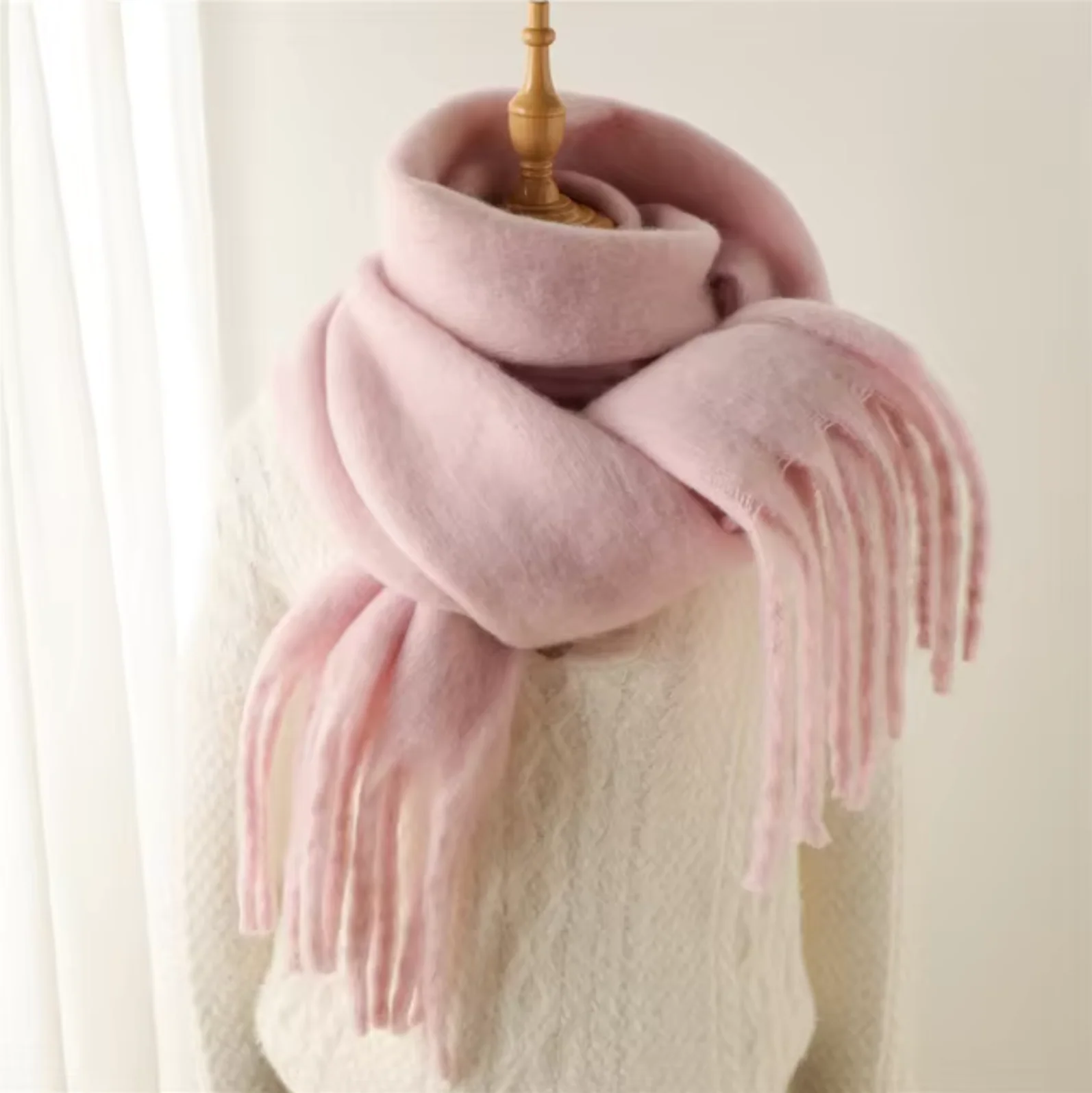 Warm Cozy Womens Winter Scarf - Blanket Fringe Plush - Image 7