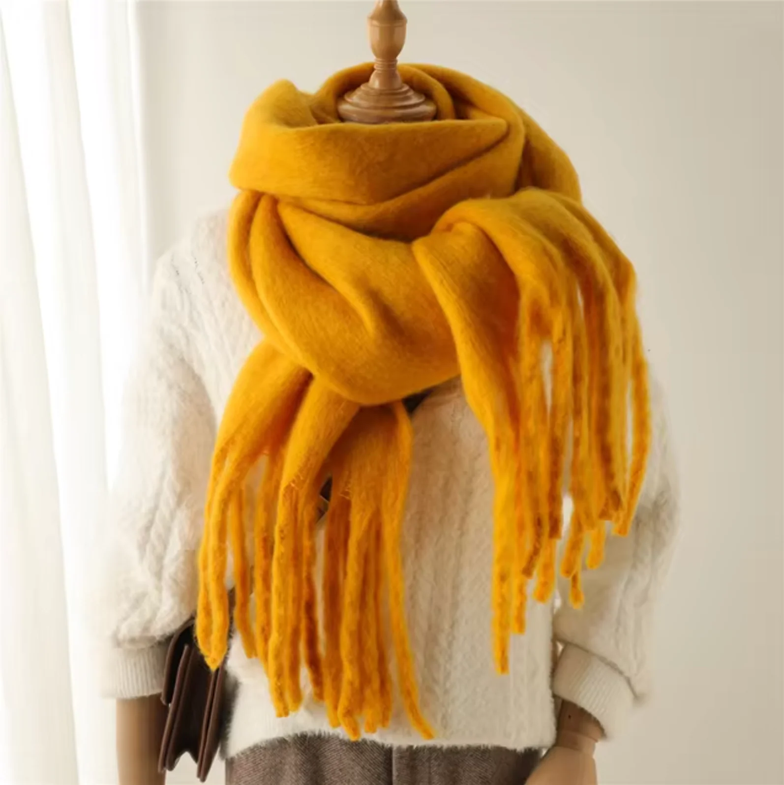Warm Cozy Womens Winter Scarf - Blanket Fringe Plush - Image 9