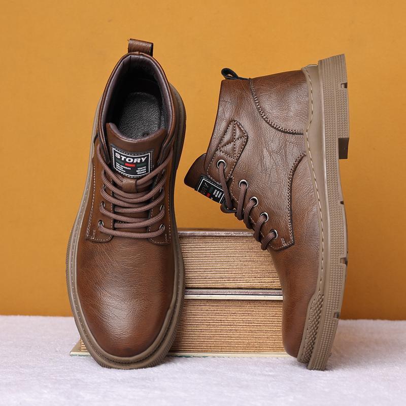 Warm Durable Men's Ankle Boots - Lace Up Microfiber Winter - Image 3