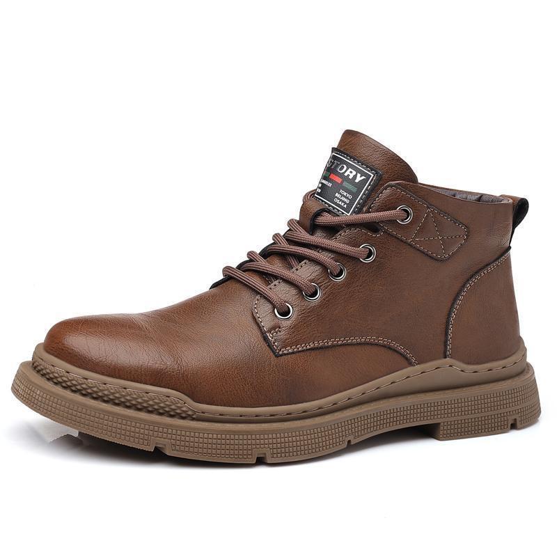 Warm Durable Men's Ankle Boots - Lace Up Microfiber Winter - Image 4
