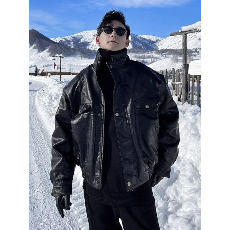 Warm Durable Men's Leather Jacket - Pilot Motorcycle Style, Horse Leather, Autumn And Winter - Image 4