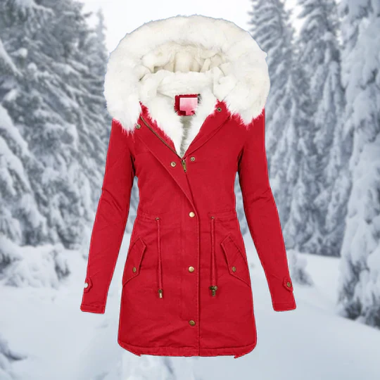 Warm Flattering Women's Parka - Longline, Faux Fur, Winter - Image 3