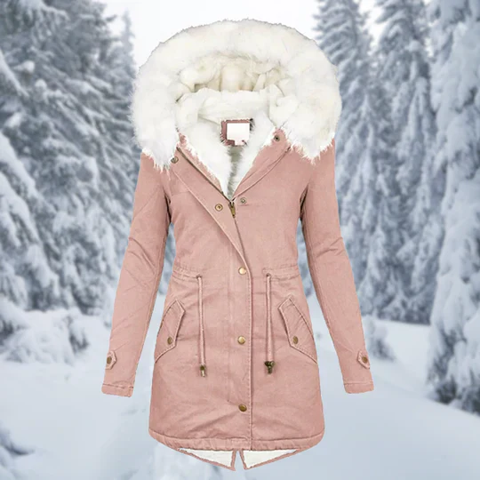 Warm Flattering Women's Parka - Longline, Faux Fur, Winter - Image 4