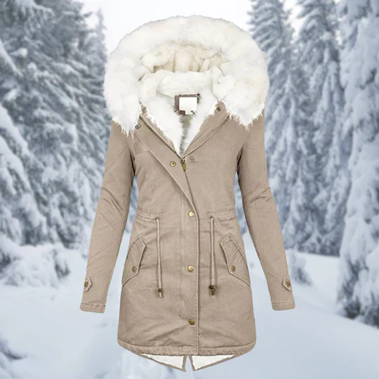 Warm Flattering Women's Parka - Longline, Faux Fur, Winter - Image 5