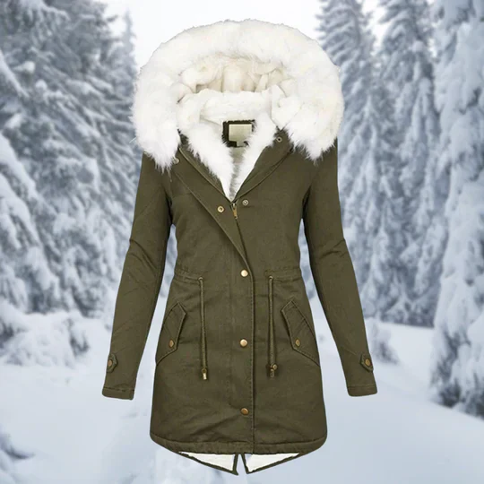 Warm Flattering Women's Parka - Longline, Faux Fur, Winter - Image 6