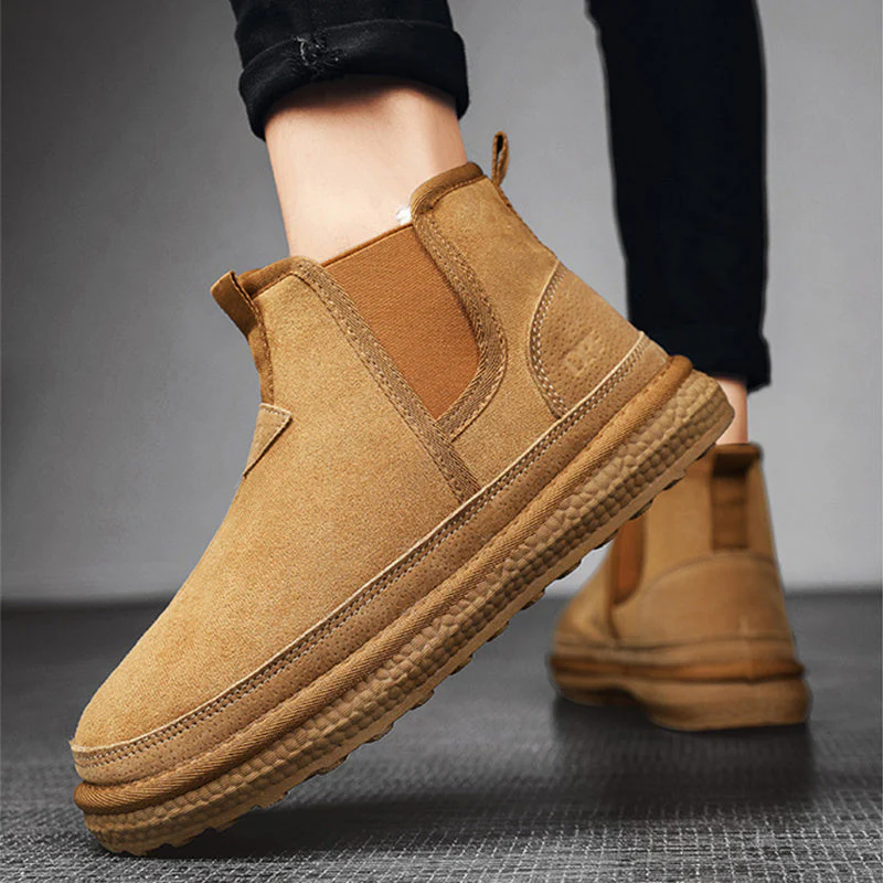 Warm Men’s Ankle Boots - Round Toe, Suede PU, Casual Winter - Image 2