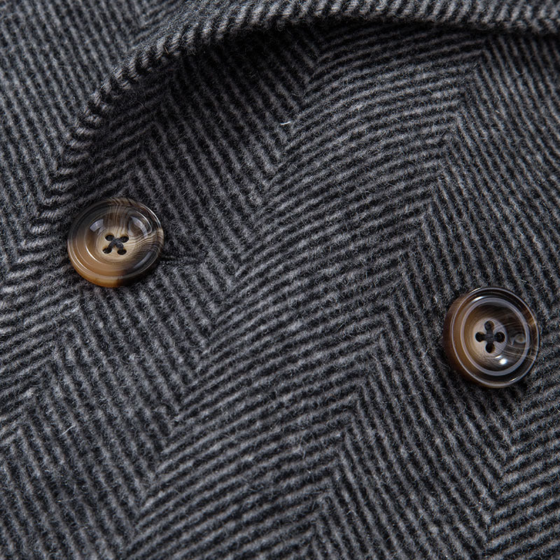 Warm Men's Double-Breasted Coat - Mid-Length, Wool - Image 2