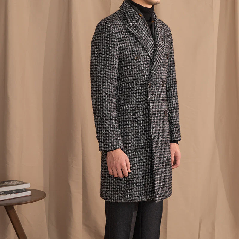 Warm Men’s Double-Breasted Coat - Mid-Length Wool, Winter - Image 7