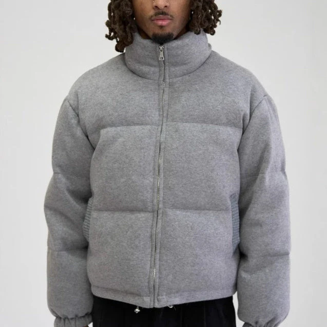 Warm Men's Down Jacket - Boxy Short Coat, Polyester, Winter