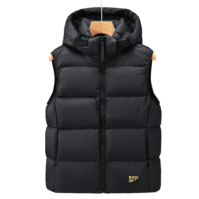 Warm Men's Down Vest - Boxy Quilted, Cotton Blend, Autumn - Image 2