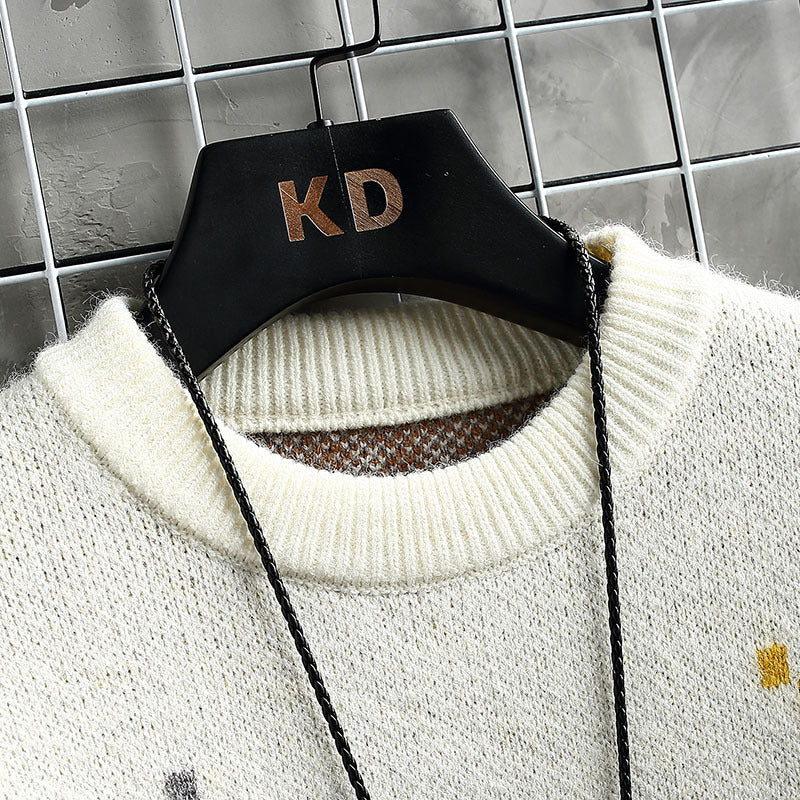 Warm Men's Half Turtleneck Sweater - Boxy Cut, Textured Knit - Image 4