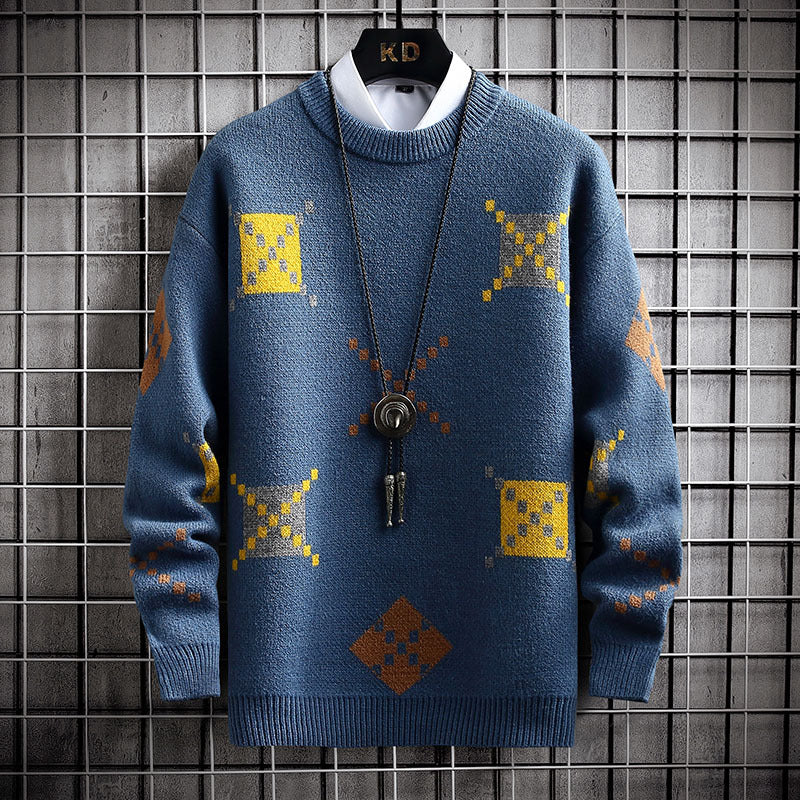 Warm Men's Half Turtleneck Sweater - Boxy Cut, Textured Knit - Image 5