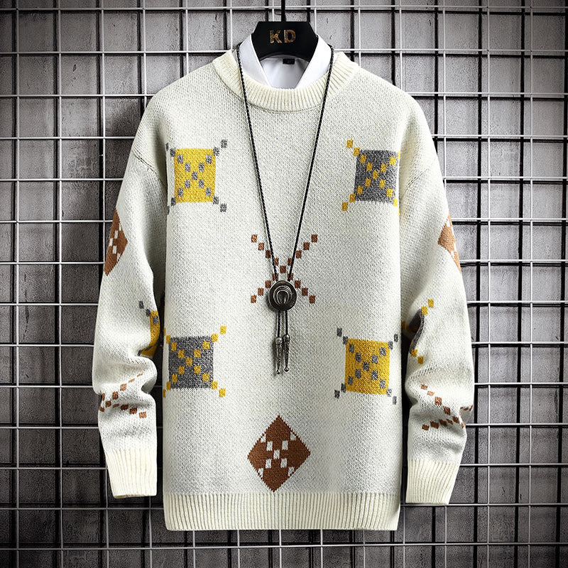Warm Men's Half Turtleneck Sweater - Boxy Cut, Textured Knit - Image 8