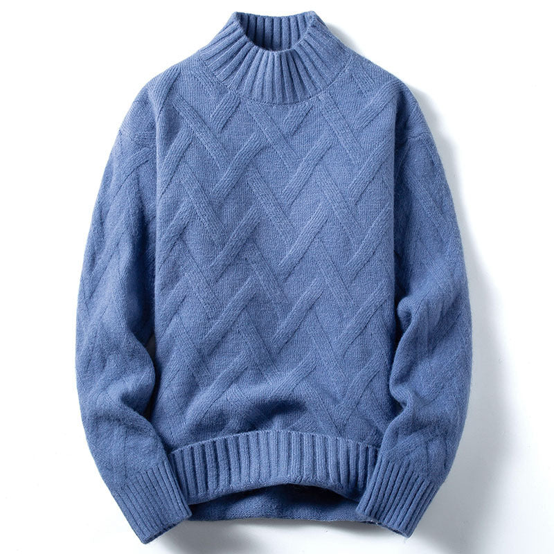 Warm Men’s Half Turtleneck Sweater - Loose Knit Layering - Image 3