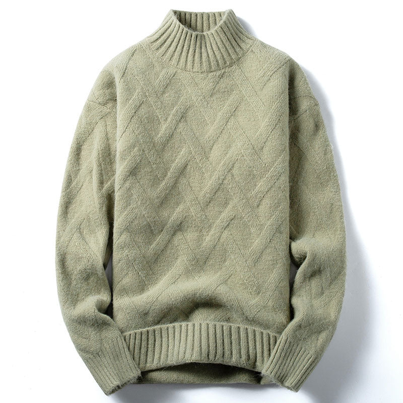 Warm Men’s Half Turtleneck Sweater - Loose Knit Layering - Image 4