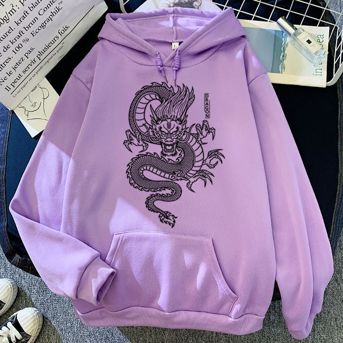 Warm Men’s Hoodie - Dragon Print Pullover, Polyester Casual - Image 5