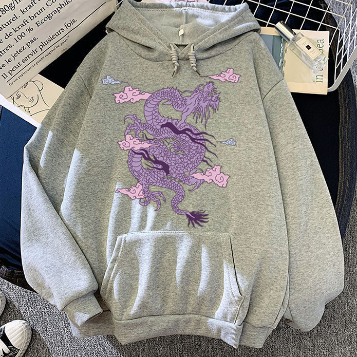 Warm Men’s Hoodie - Dragon Print Pullover, Polyester Casual - Image 8