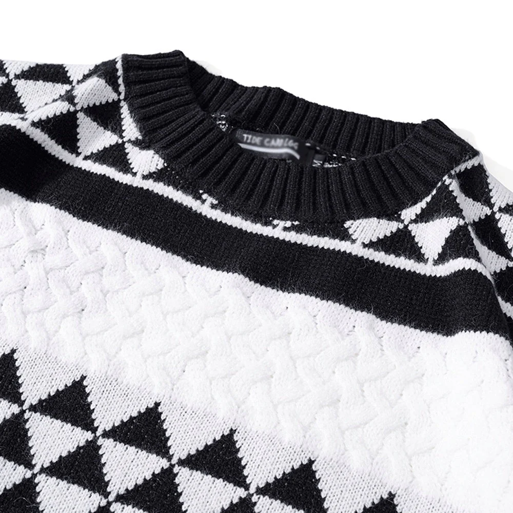 Warm Men’s Jacquard Sweater - Relaxed Fit Knit, Casual - Image 2