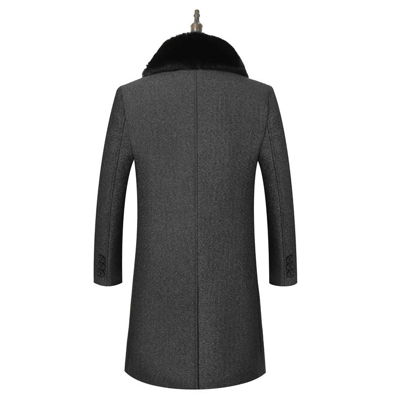 Warm Men’s Mid-Length Wool Jacket - Cozy Lapel, Winter - Image 4