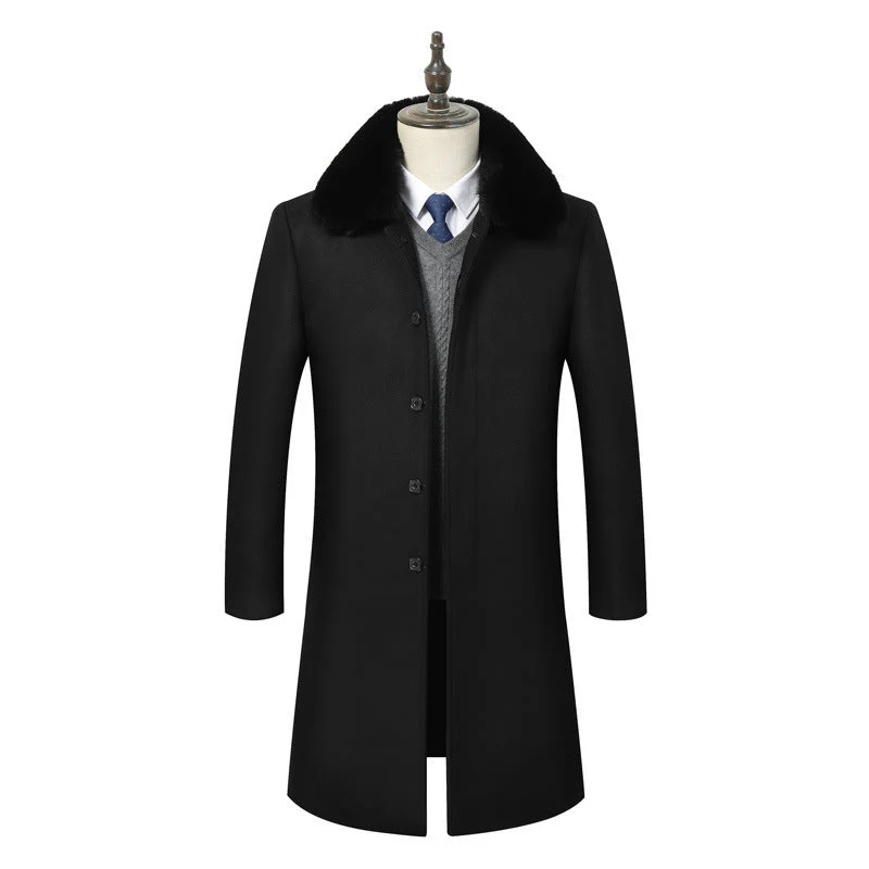 Warm Men’s Mid-Length Wool Jacket - Cozy Lapel, Winter - Image 5