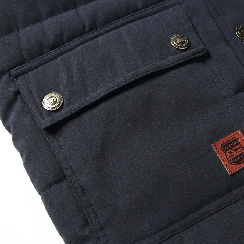 Warm Men's Padded Vest - Quilted Sleeveless, Fleece, Winter - Image 4