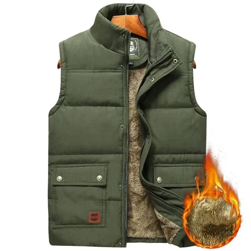 Warm Men's Padded Vest - Quilted Sleeveless, Fleece, Winter - Image 5