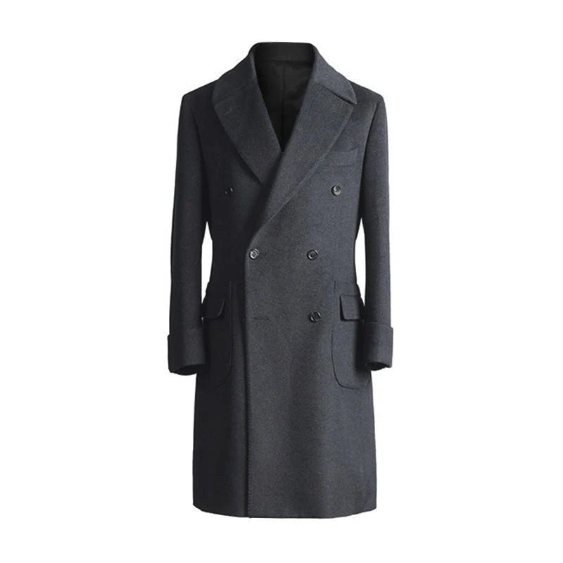 Warm Men's Polo Coat - Double Breasted Wool For Winter - Image 4