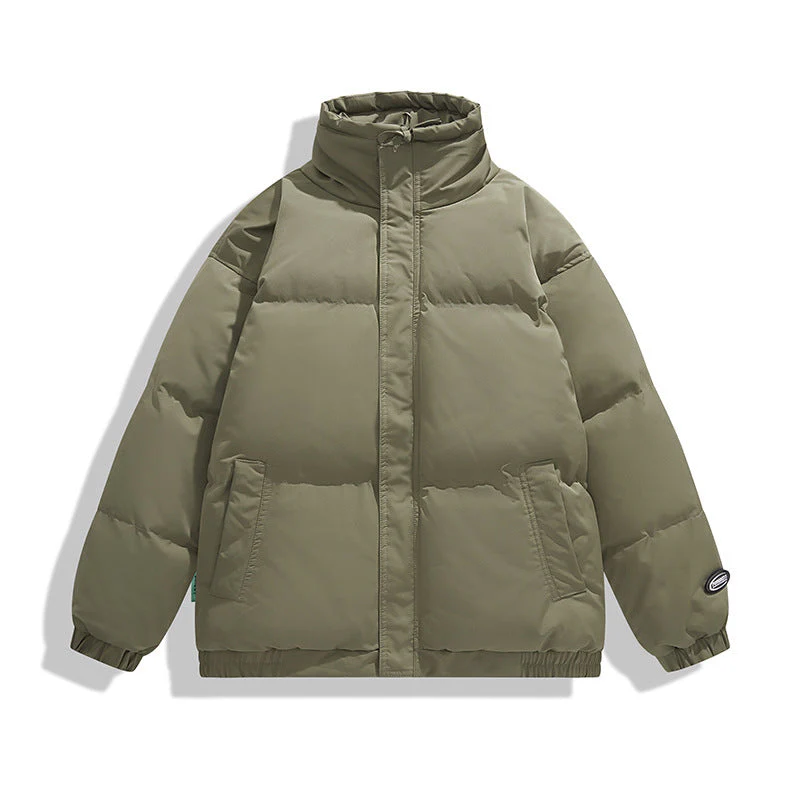 Warm Men's Puffer Jacket - Oversized Boxy Cut, Cotton