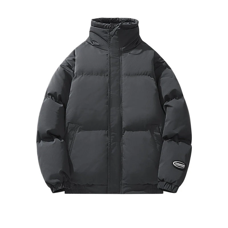 Warm Men's Puffer Jacket - Oversized Boxy Cut, Cotton - Image 2