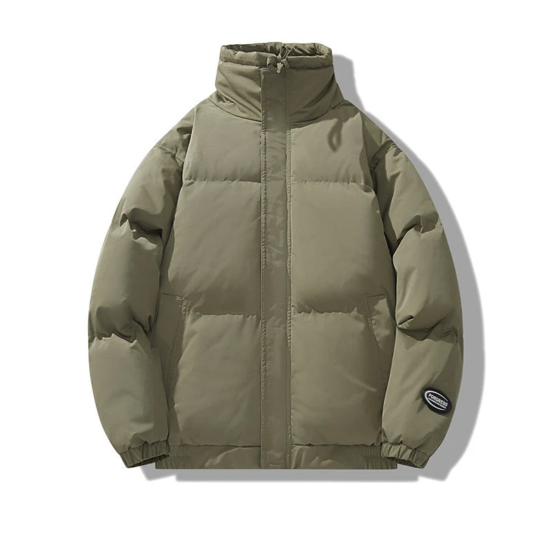 Warm Men's Puffer Jacket - Oversized Boxy Cut, Cotton - Image 3