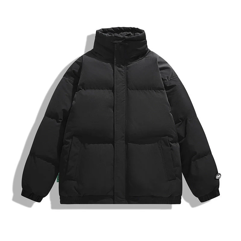 Warm Men's Puffer Jacket - Oversized Boxy Cut, Cotton - Image 4