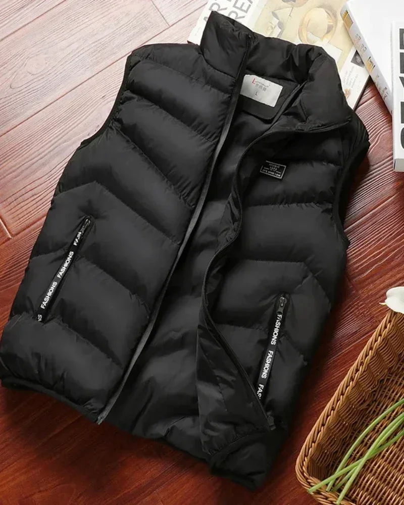 Warm Men’s Puffer Vest - Short Quilted, Polyester, Winter - Image 5