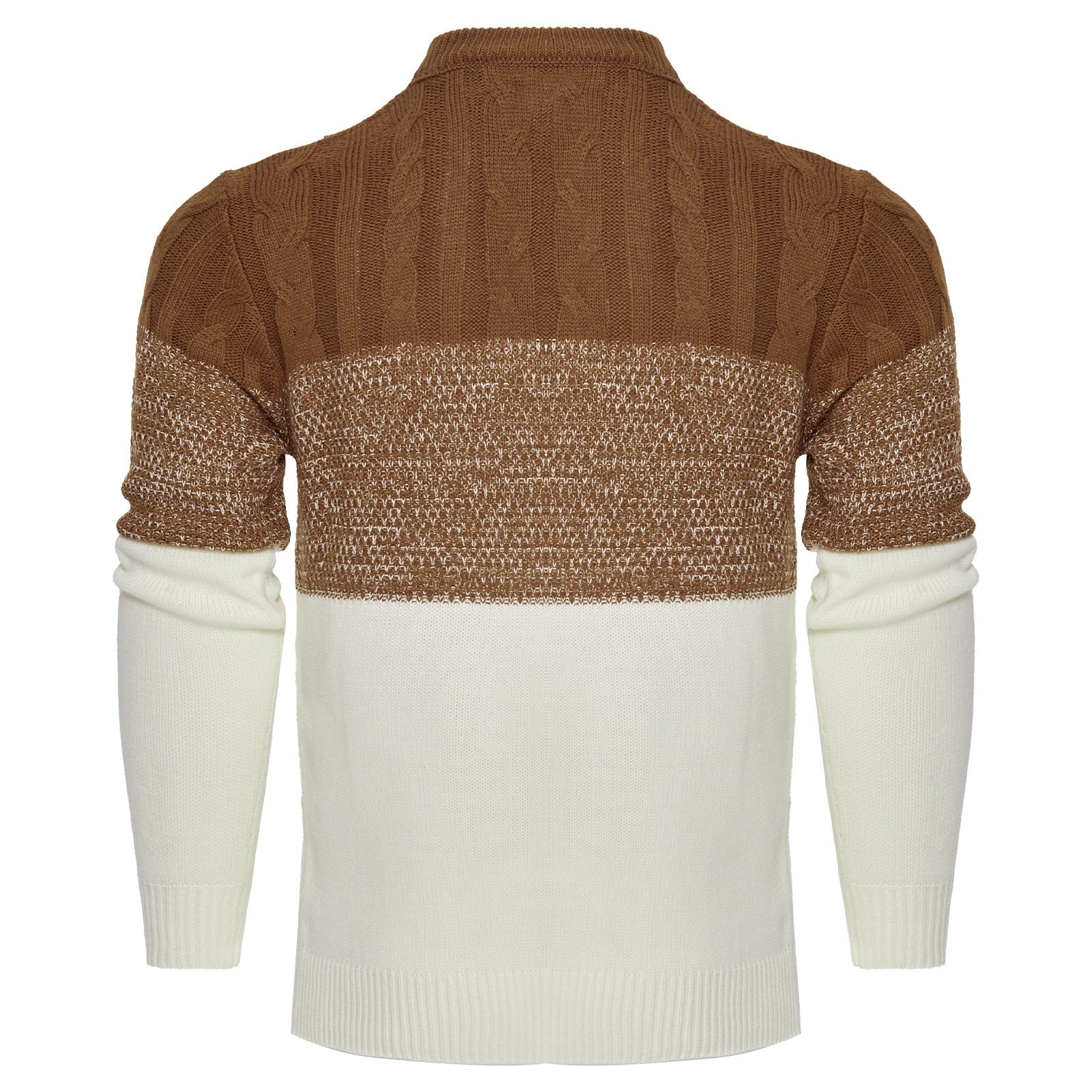 Warm Men's Pullover Sweater - Colorblock Cable Knit Fall - Image 6