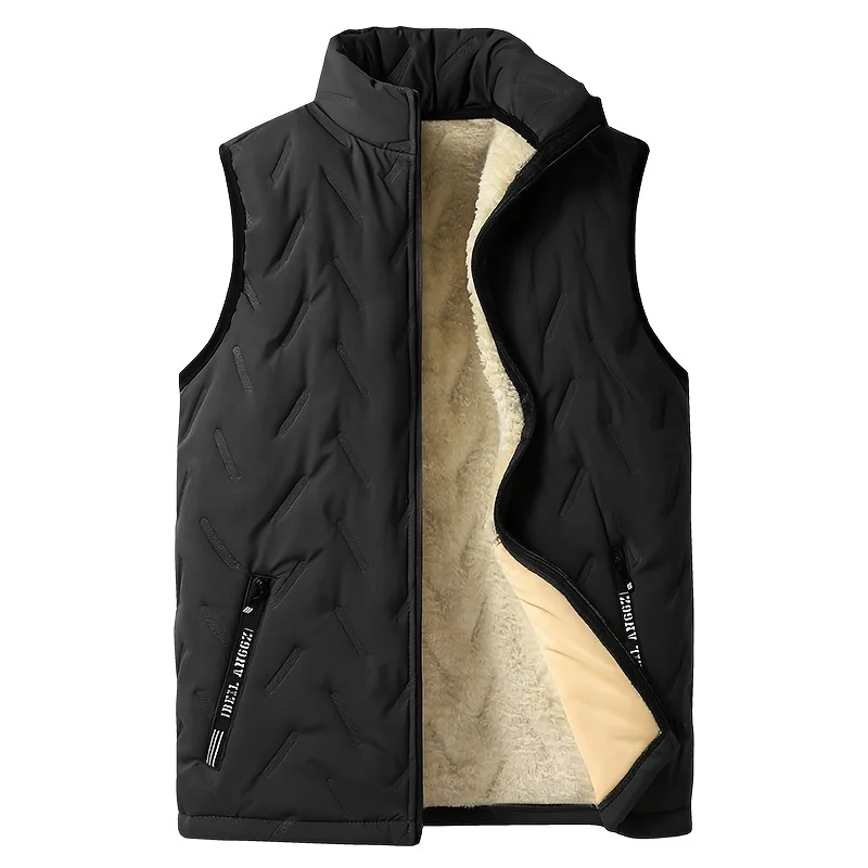 Warm Men's Sleeveless Puffer Vest - Quilted Fleece Lined - Image 6
