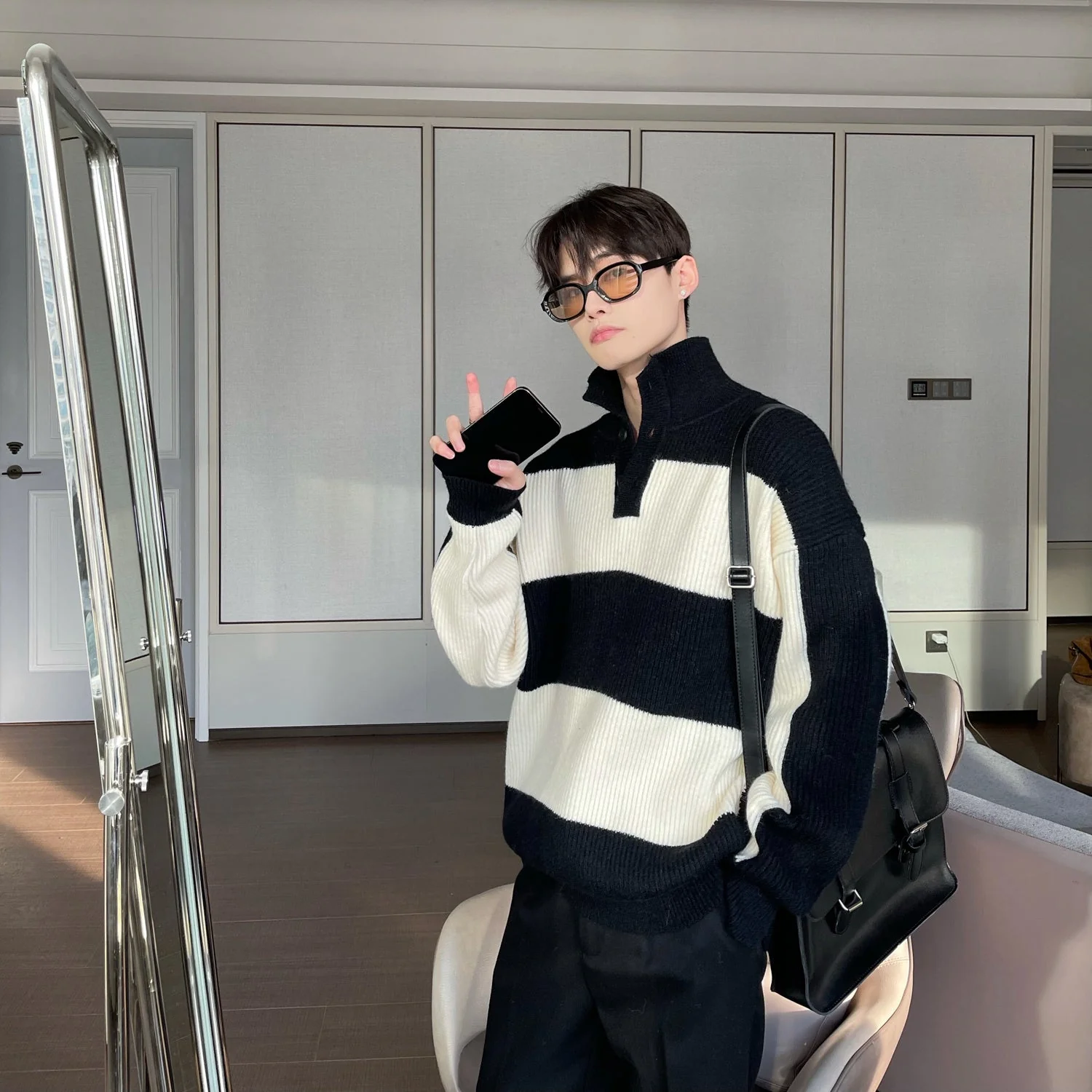 Warm Men’s Turtleneck Sweater - Relaxed Ribbed Knit, Winter - Image 3