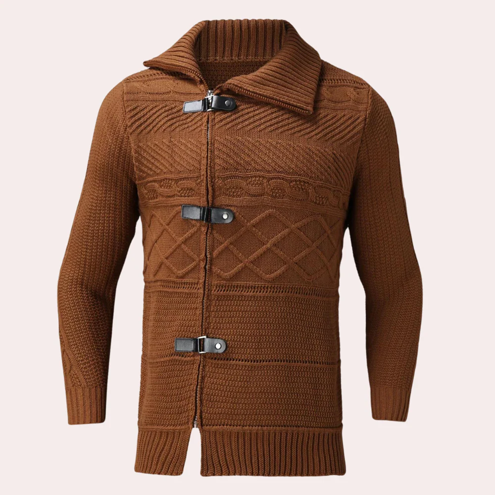 Warm Men’s Turtleneck Sweater - Shawl Collar, Merino