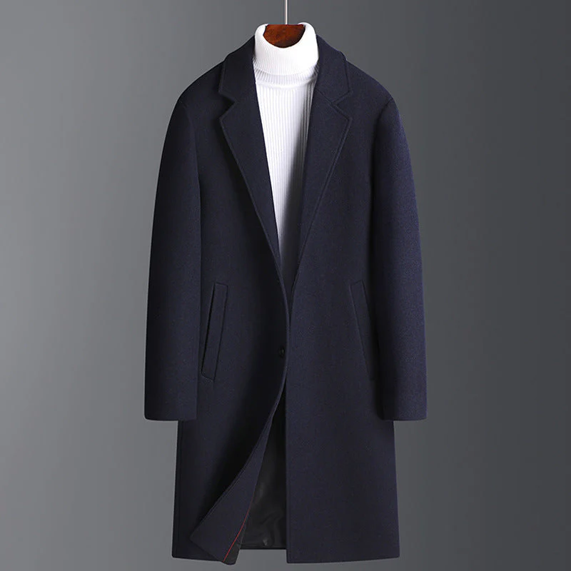 Warm Men’s Wool Coat - Korean Single-Breasted Velvet - Image 9